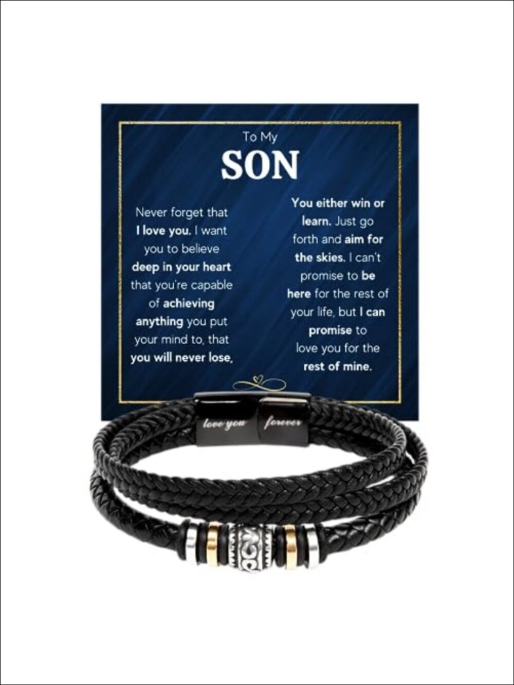 Cuban Cross Bracelet Gift for Son with Message Card & Gift Box